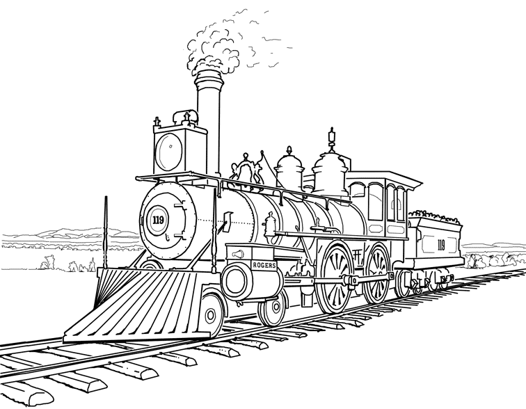 756x588 Railroad, Amazing Steam Train On Railroad Coloring Page