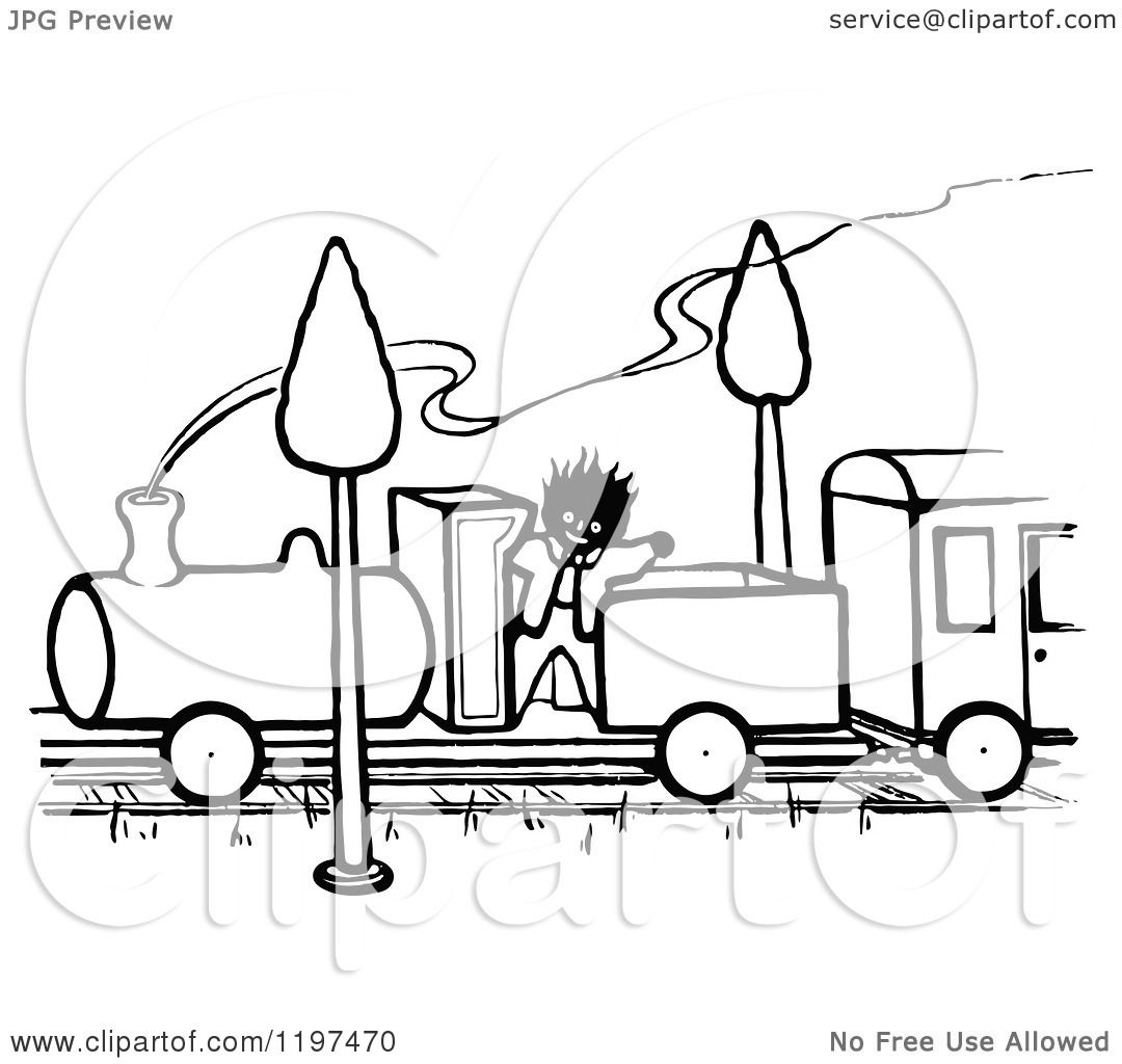 1080x1024 Clipart Of A Vintage Black And White Boy On A Steam Train