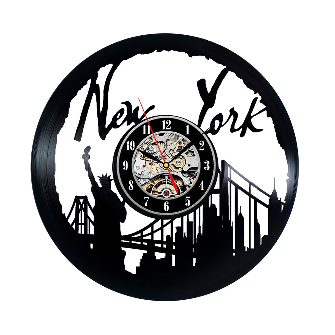 1080x1080 Unique Handmade Newyork City Vinyl Record Clock