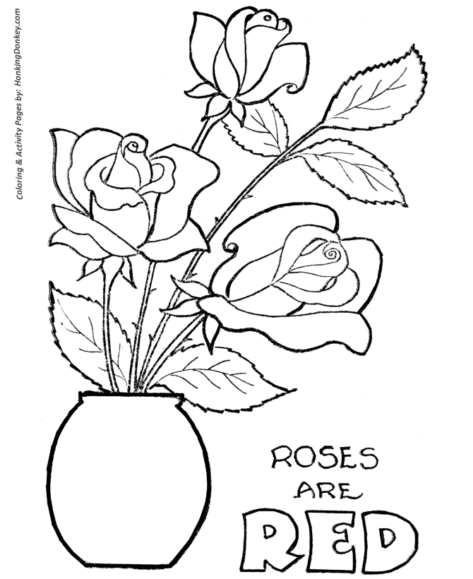 670x820 Valentine's Day Flowers Coloring