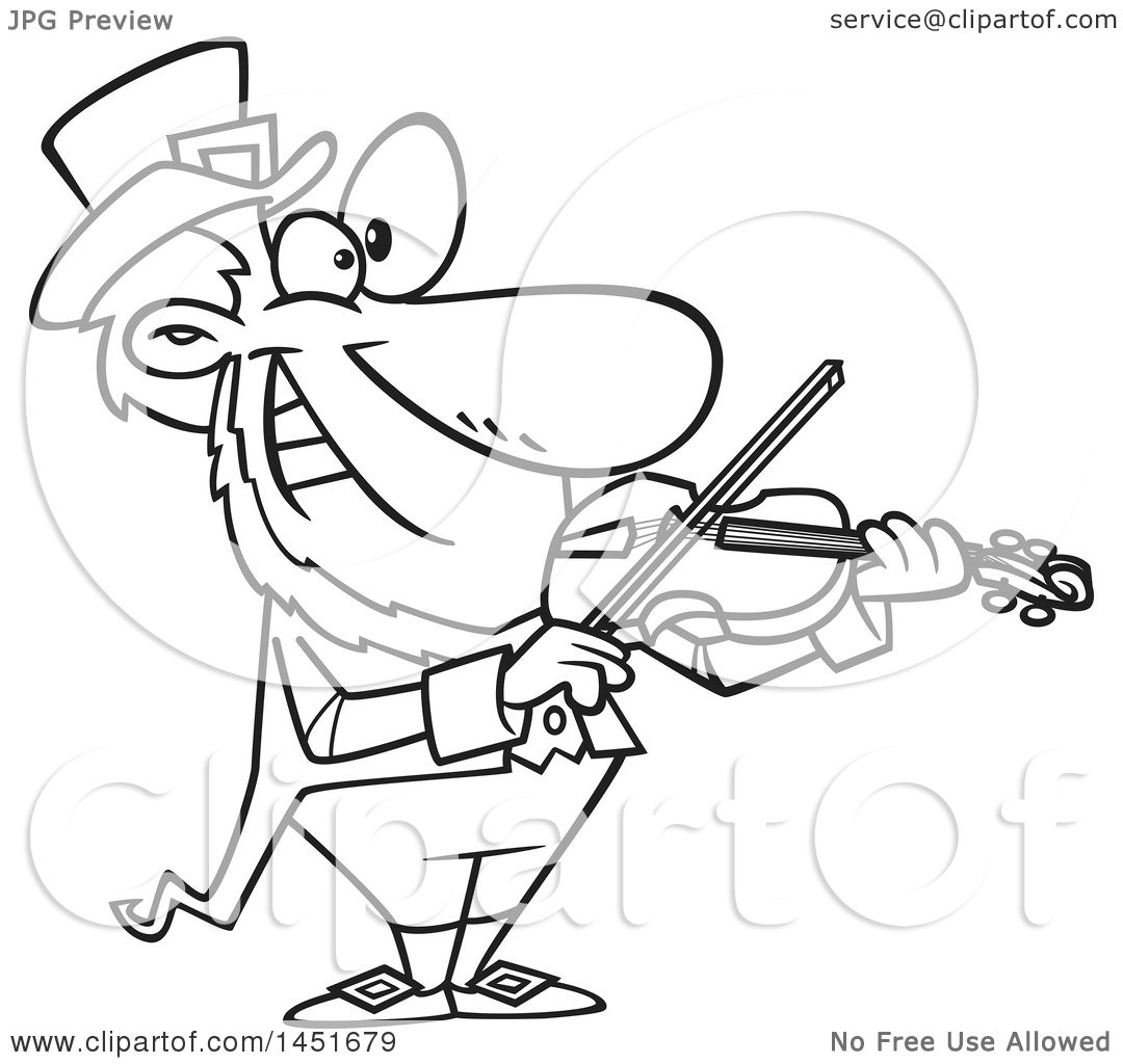 1080x1024 Clipart Graphic Of A Cartoon Black And White Lineart Leprechaun