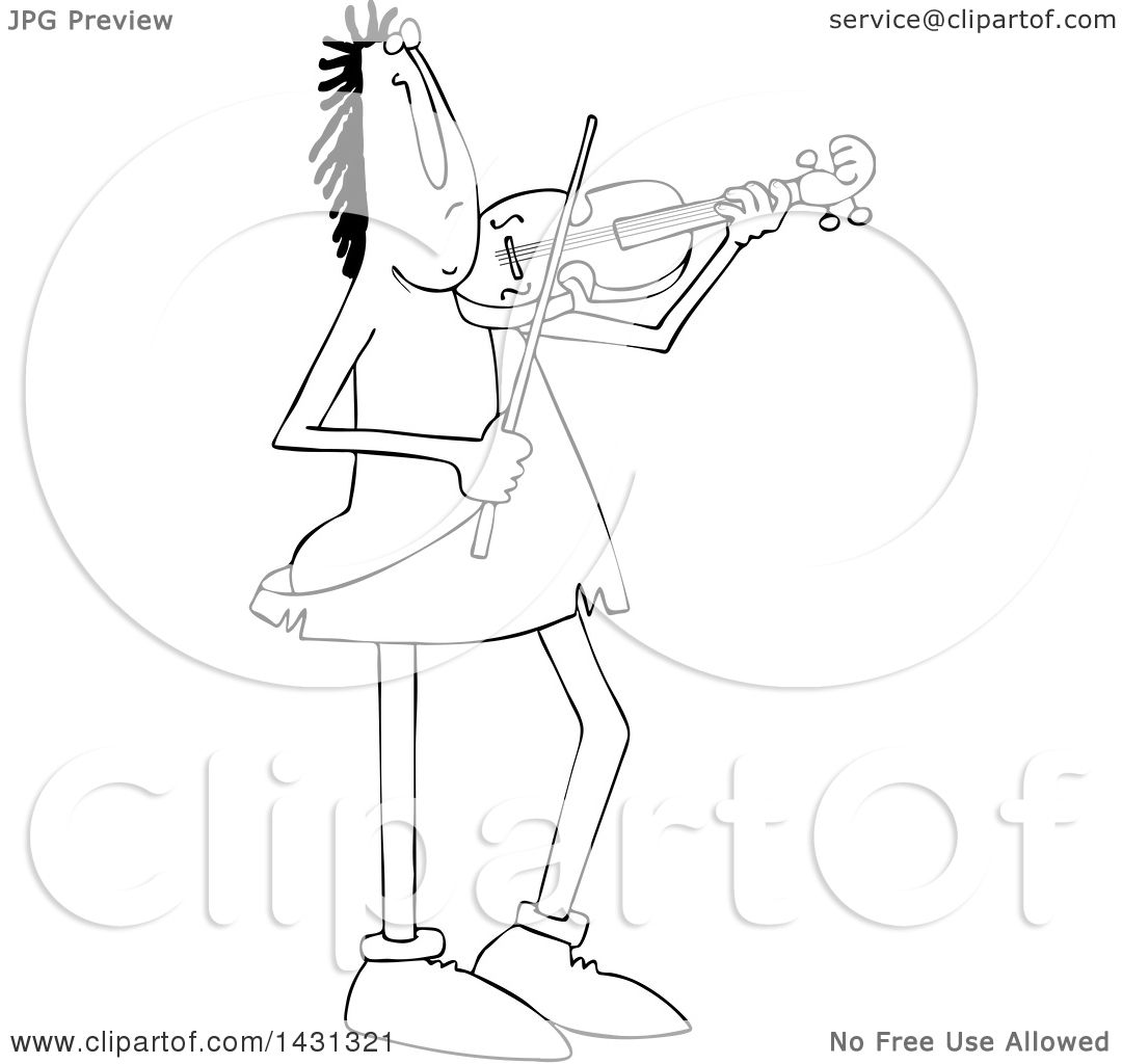 1080x1024 Clipart Of A Cartoon Black And White Lineart Caveman Musician