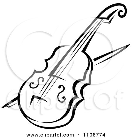 450x470 Clipart Of A Cartoon Violin And Bow