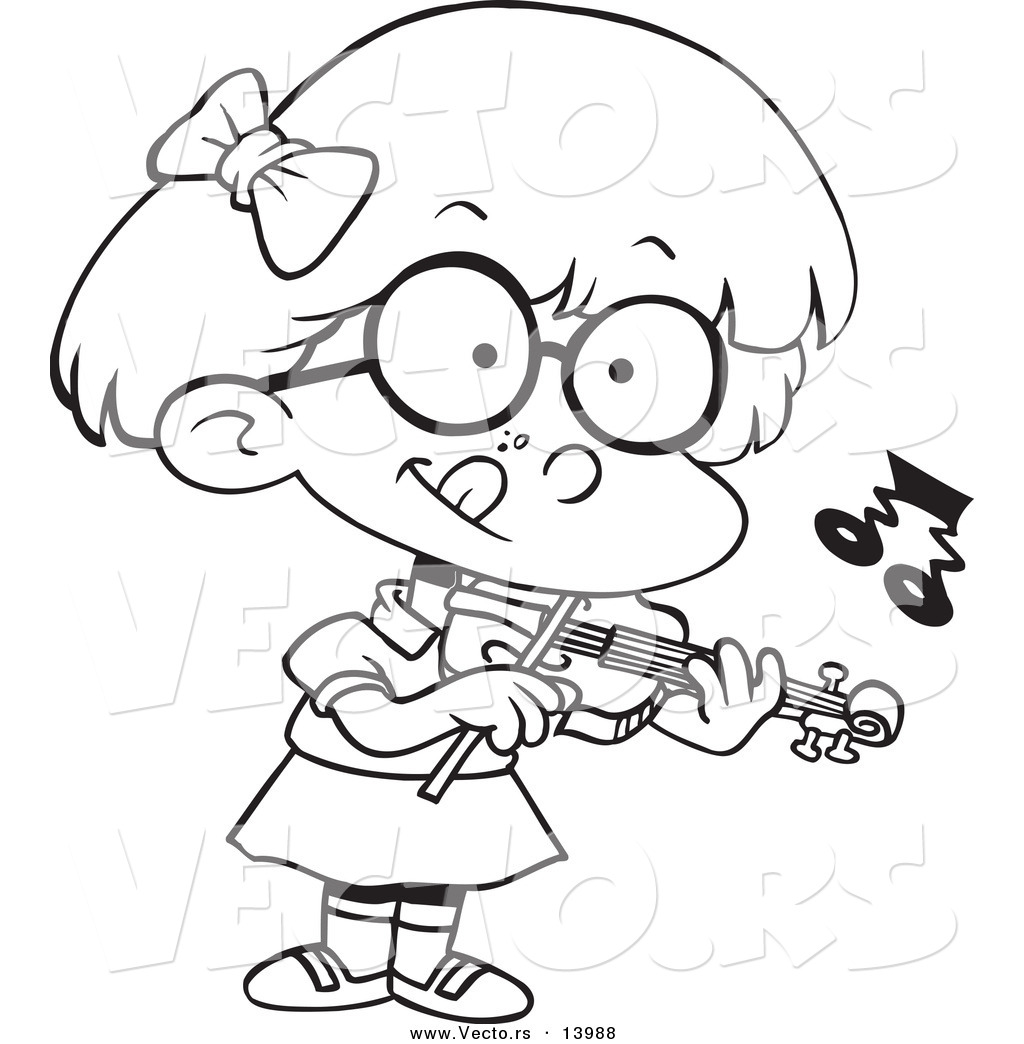 1024x1044 Vector Of A Cartoon Little Girl Standing And Playing A Violin