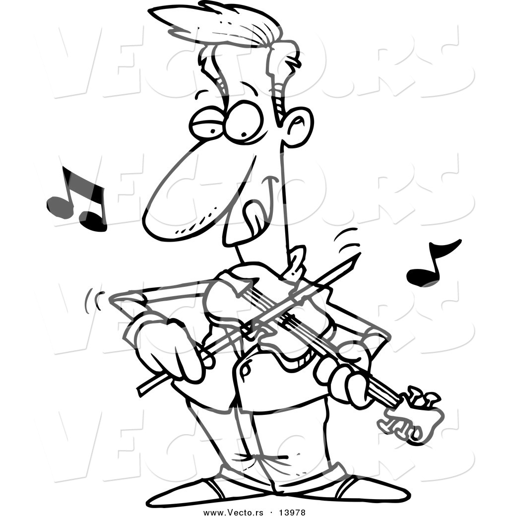 1024x1044 Vector Of A Cartoon Man Standing And Playing A Violin
