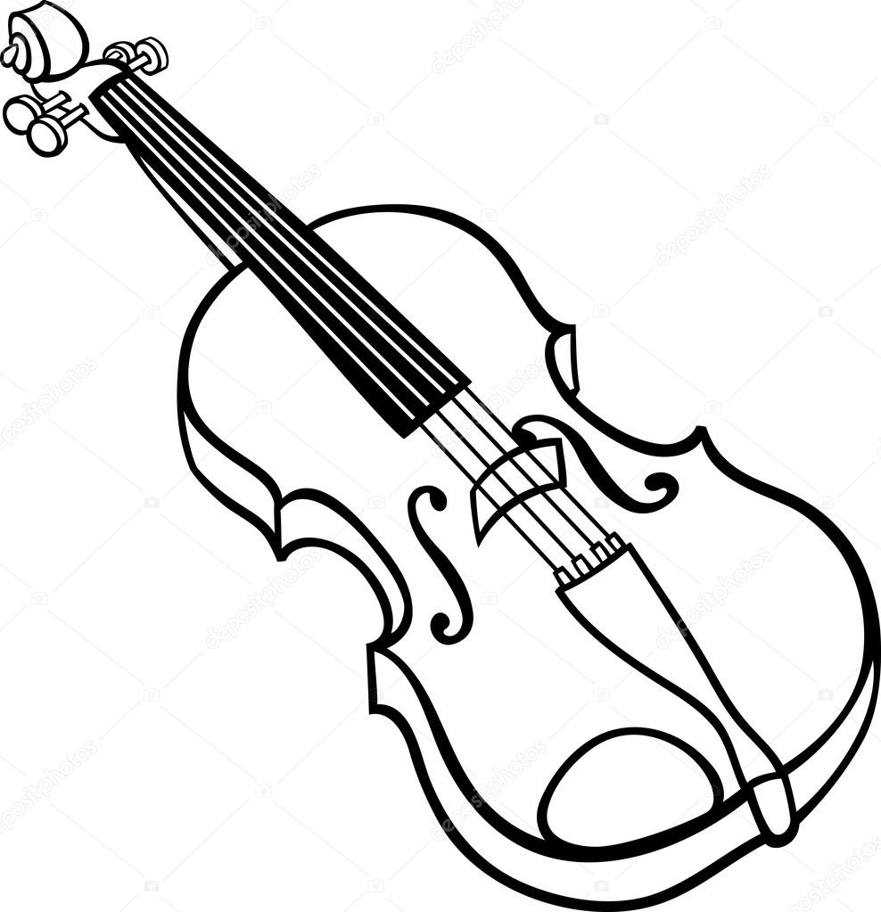 988x1023 Violin Cartoon Illustration Coloring Page Stock Vector