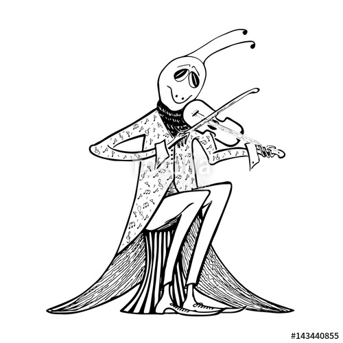 500x500 Cartoon Grasshopper Playing The Violin Stock Image And Royalty