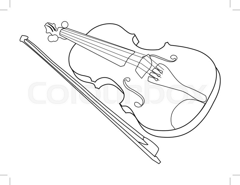 800x617 Outline Illustration Of Violin, Musical Instrument Stock Vector