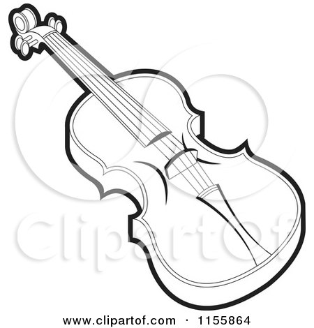 450x470 Clipart Of A Black And White Violin