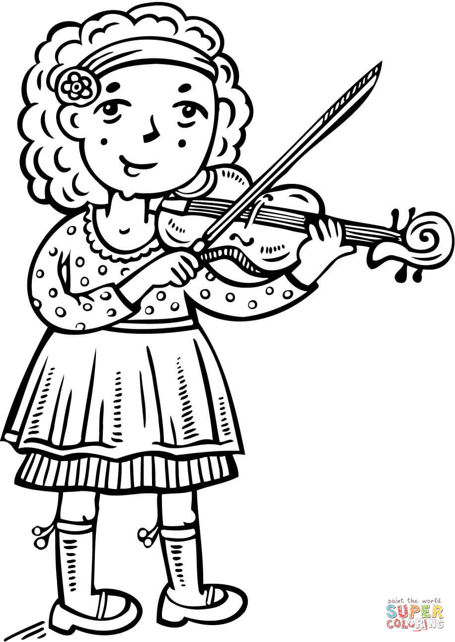 916x1292 Girl Playing The Violin Coloring Page Free Printable Coloring Pages