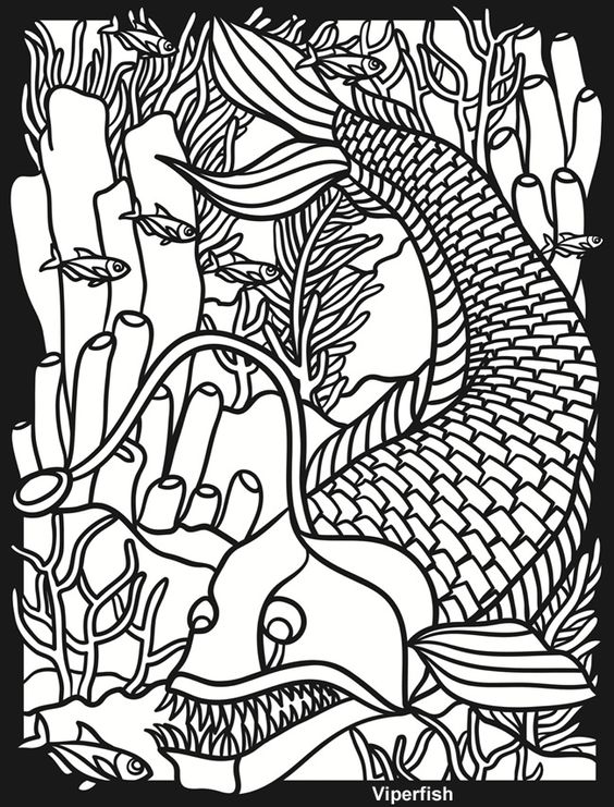 564x741 Creatures Of The Deep Stained Glass Coloring Book A Time
