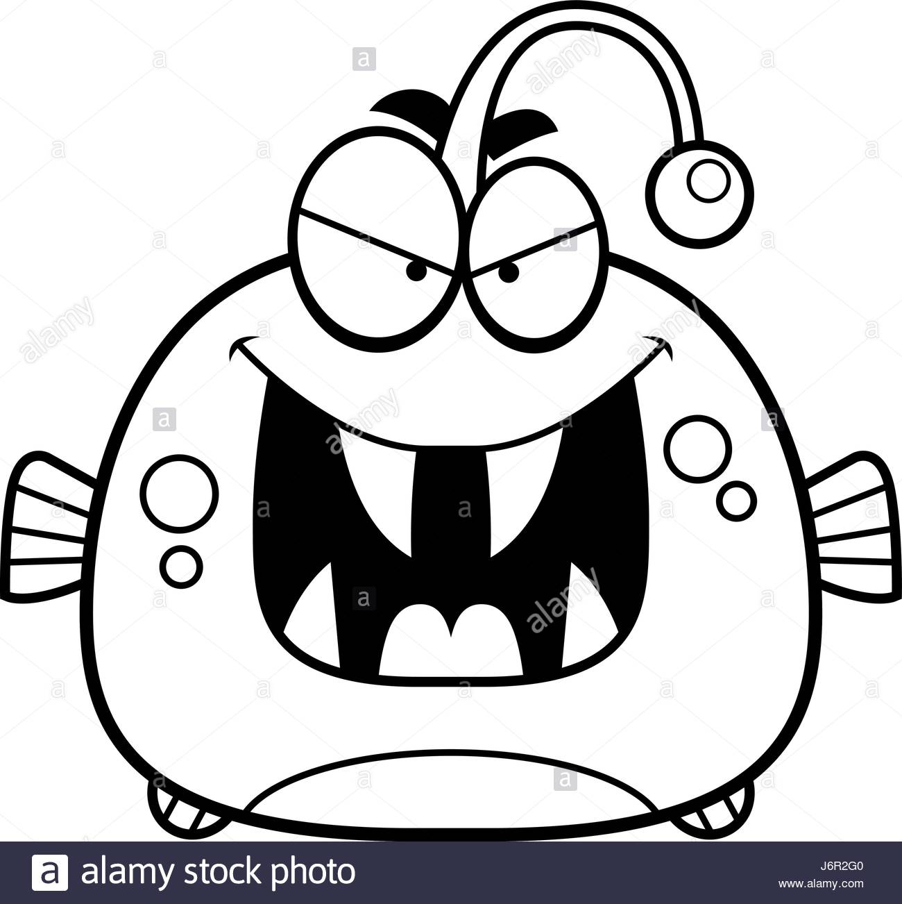 1300x1302 A Cartoon Illustration Of An Evil Looking Viperfish Stock Vector