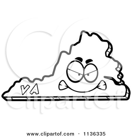 450x470 Cartoon Clipart Of An Outlined Mad Virginia State Character