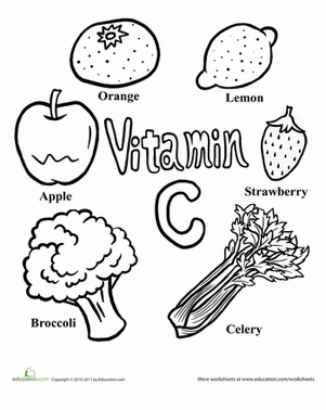 301x378 Color The Vitamin C Rich Foods Worksheet