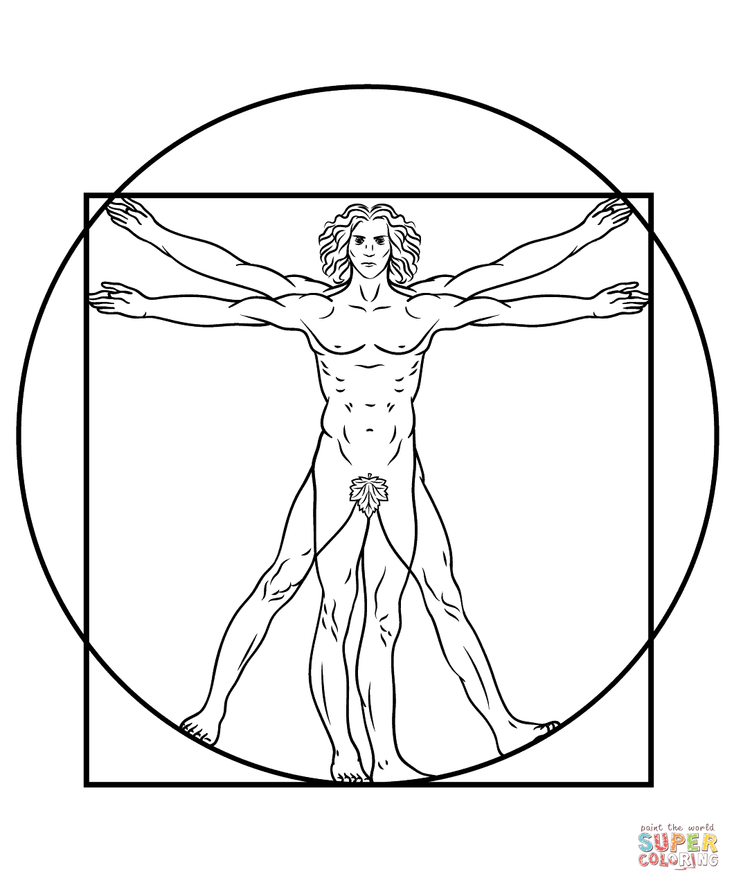 1060x1278 Vitruvian Man By Leonardo Da Vinci Coloring Page Free Printable