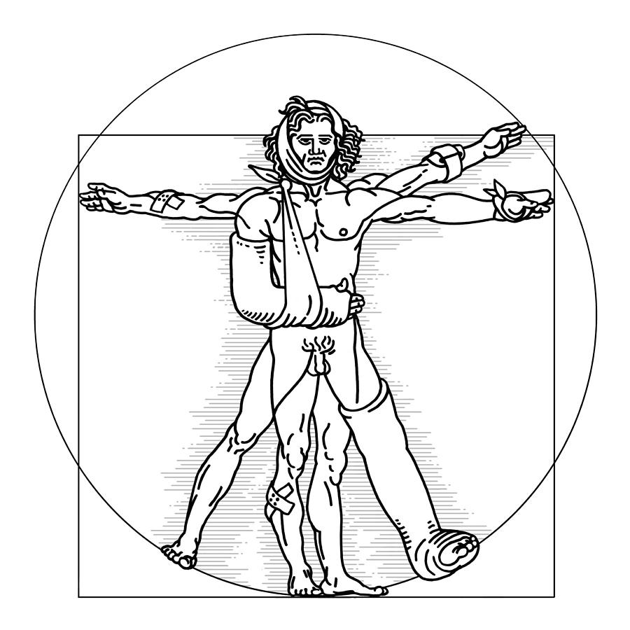 900x900 Injured Vitruvian Man, Conceptual Image Photograph By Smetek