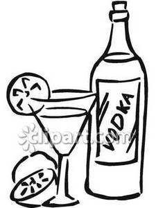 225x300 And White Bottle Of Vodka With A Martini Glass