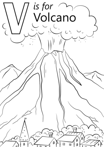 340x480 V Is For Volcano Coloring Page Free Printable Coloring Pages