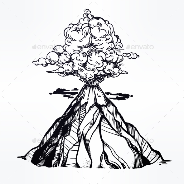 590x590 Vector Hand Drawn Sketch Of The Volcano. By Itskatjas Graphicriver
