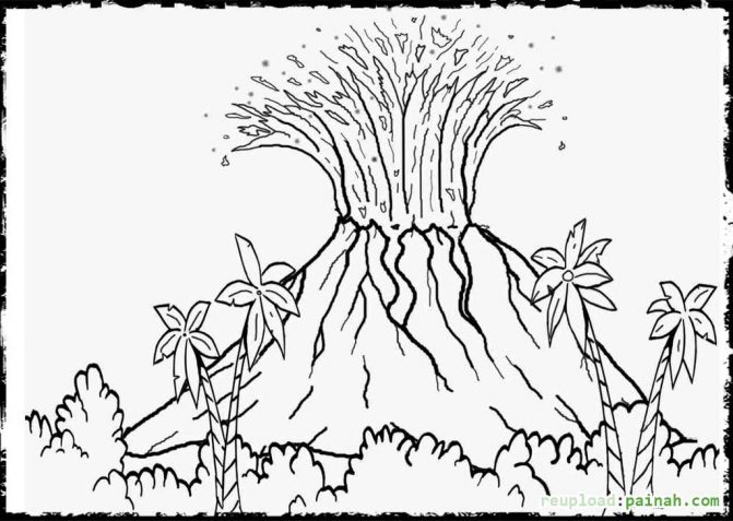 671x477 Coloring Pages Volcano Coloring Sheet Free Pages Volcano