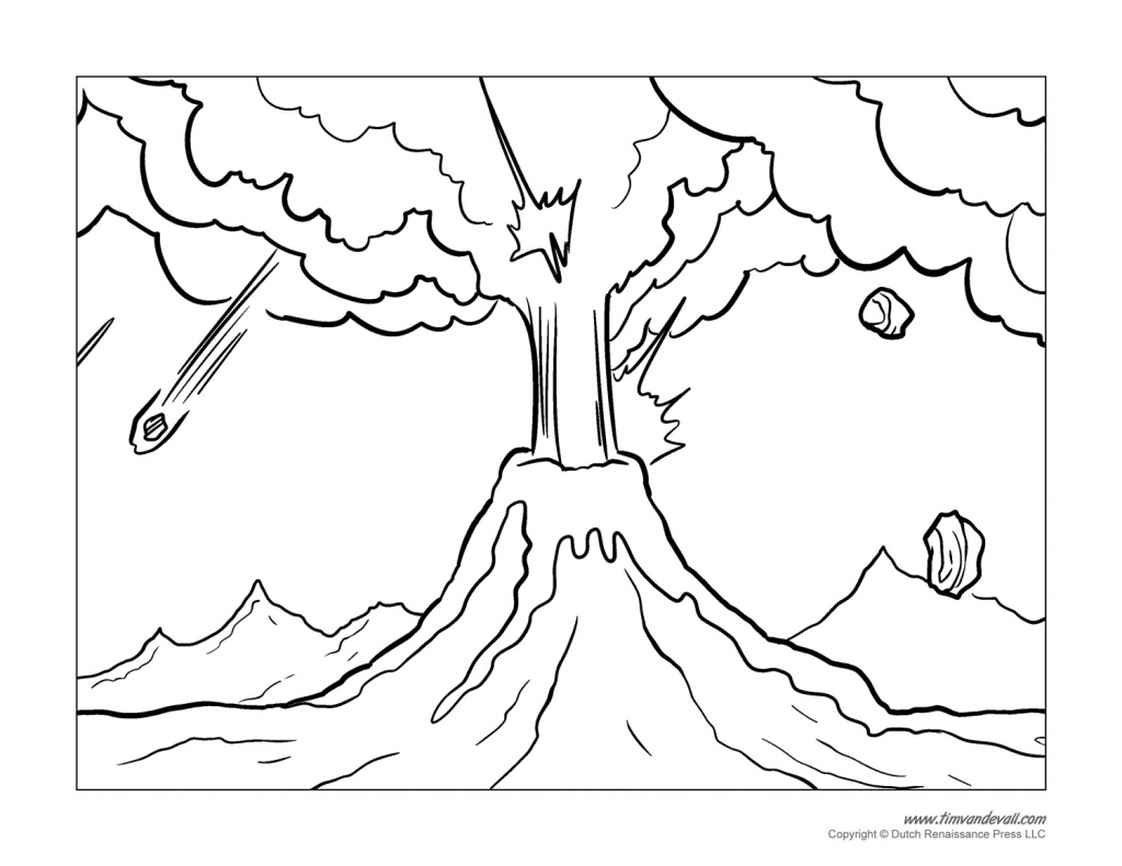 1024x791 Drawing Of A Volcano Volcano Coloring Pages