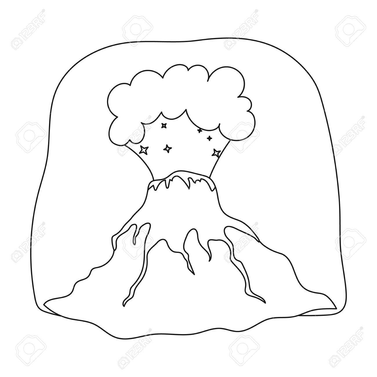 1300x1300 Volcano Eruption Icon In Outline Style Isolated On White