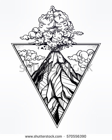 375x470 Drawn Volcano Outline