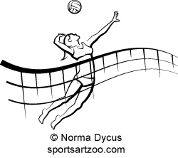 250x222 Woman Beach Volleyball Player With Flowing Net By Sportsartzoo