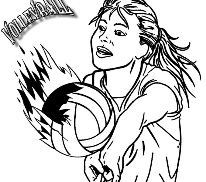 678x600 Volleyball With Flames Coloring Pages