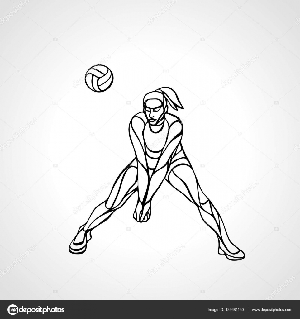 963x1024 Woman Volleyball Player Silhouette Passing Ball Stock Vector