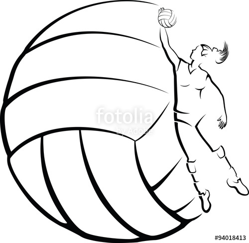 500x488 A Girl Volleyball Player In Front Of Stylized Volleyball. Stock
