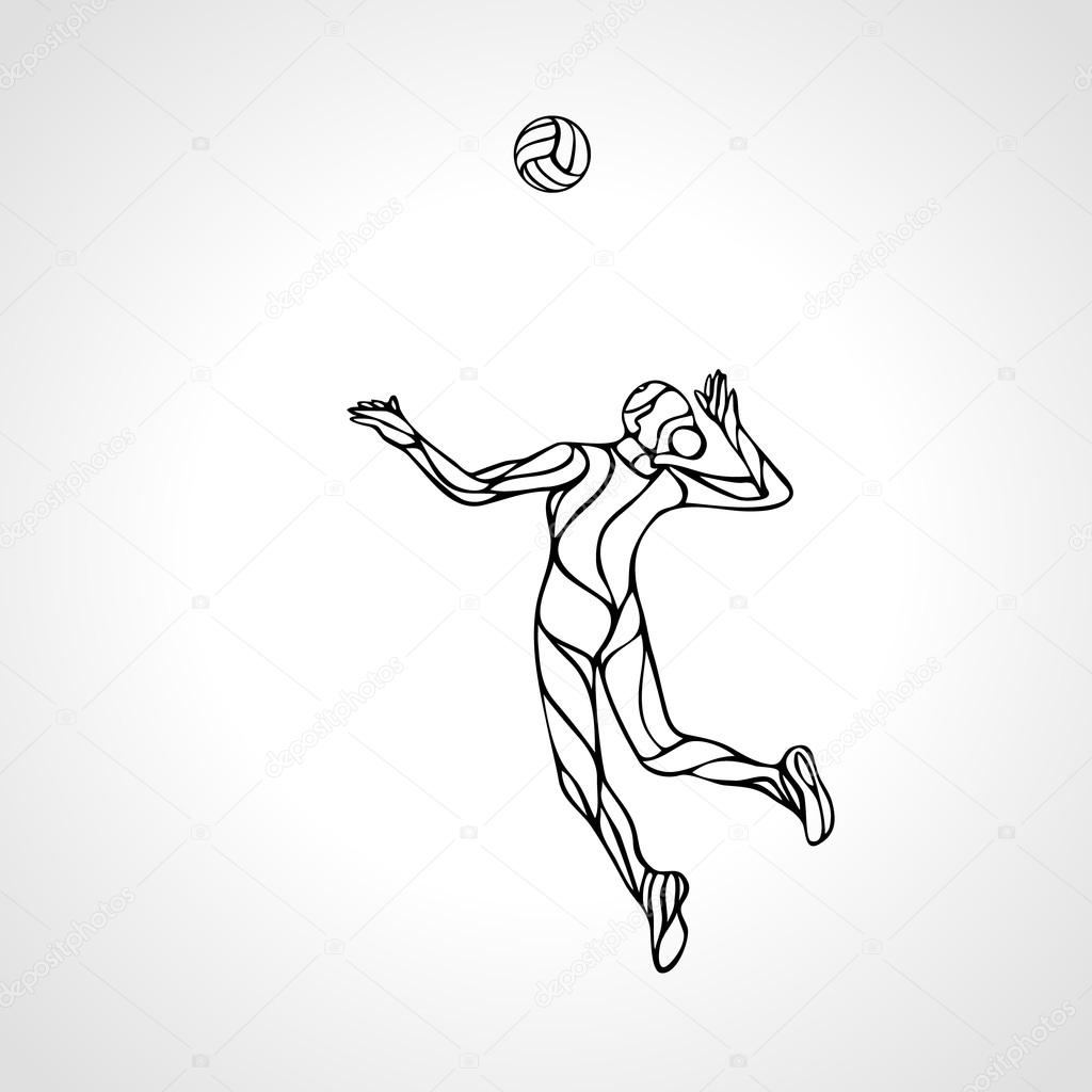 1024x1024 Female Volleyball Player Outline Silhouette Stock Vector Kluva
