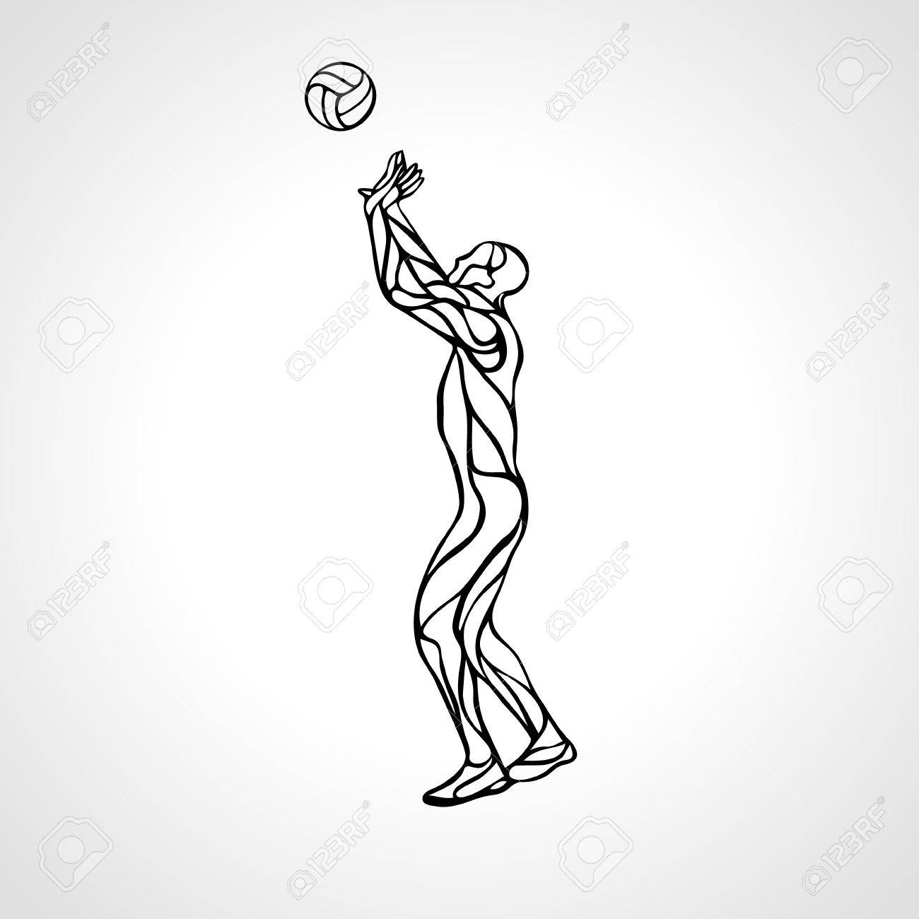 1300x1300 Stylized Athlete, Played Volleyball. Volleyball Player On Setter