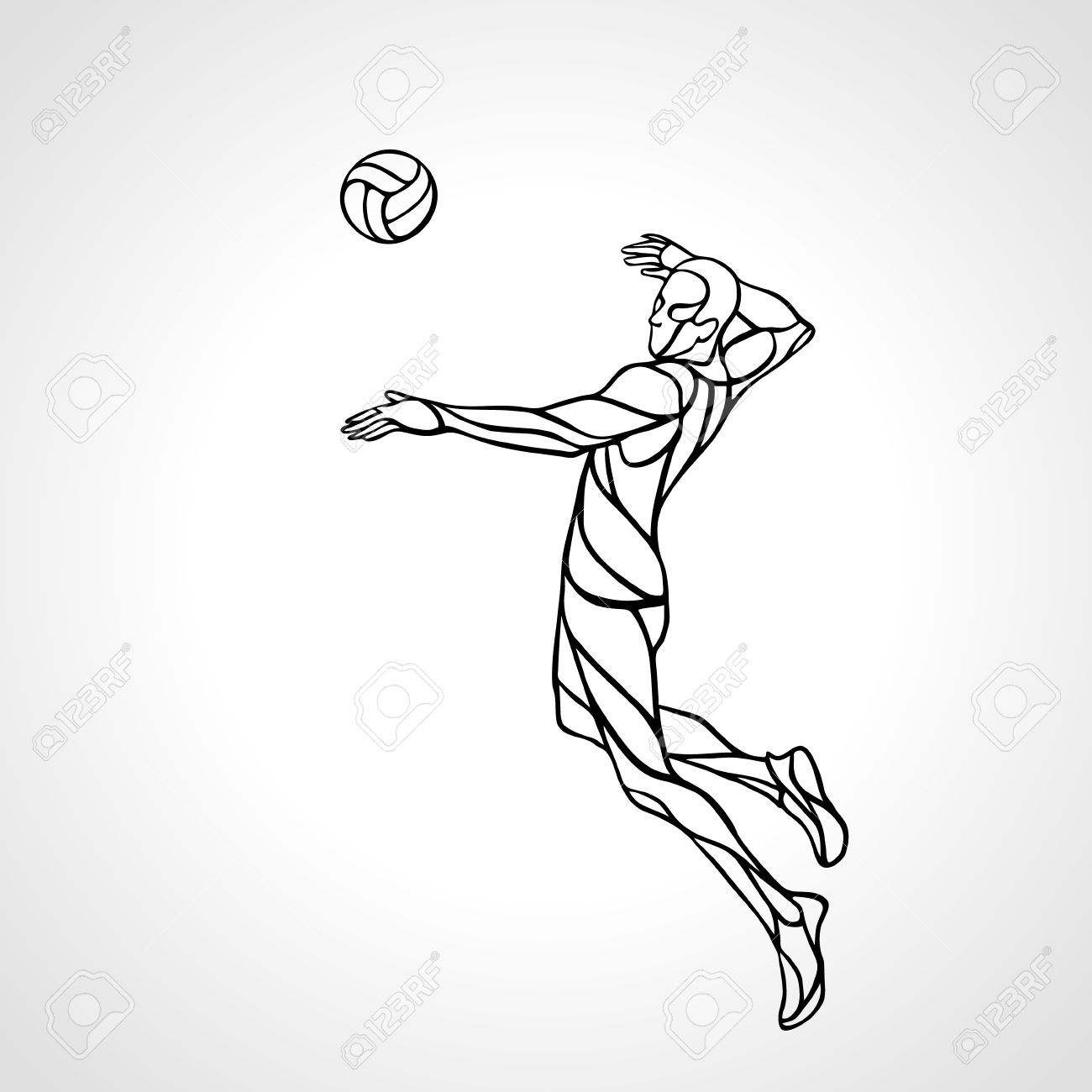1300x1300 Volleyball Player Attacking The Ball