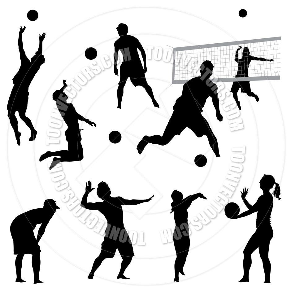 940x940 Volleyball Players Silhouettes By Koq Creative Toon Vectors Eps
