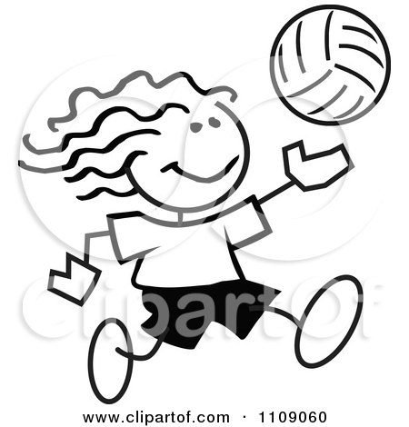 450x470 Clipart Black And White Sticker Volleyball Player Boy