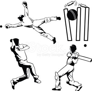305x300 Four Drawings Of Cricket Players Stock Vectors
