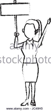 215x470 Cartoon Woman Holding Placard Election Voting Stock Vector Art