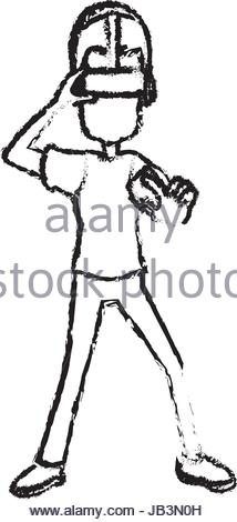 214x470 Guy Character Wearing Vr Headset Standing Stock Vector Art