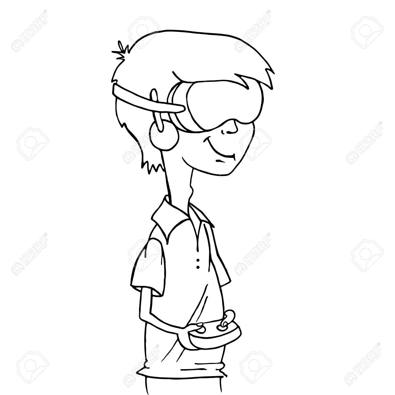 1300x1299 Boy Wearing A Virtual Reality Headset And Holding A Controller