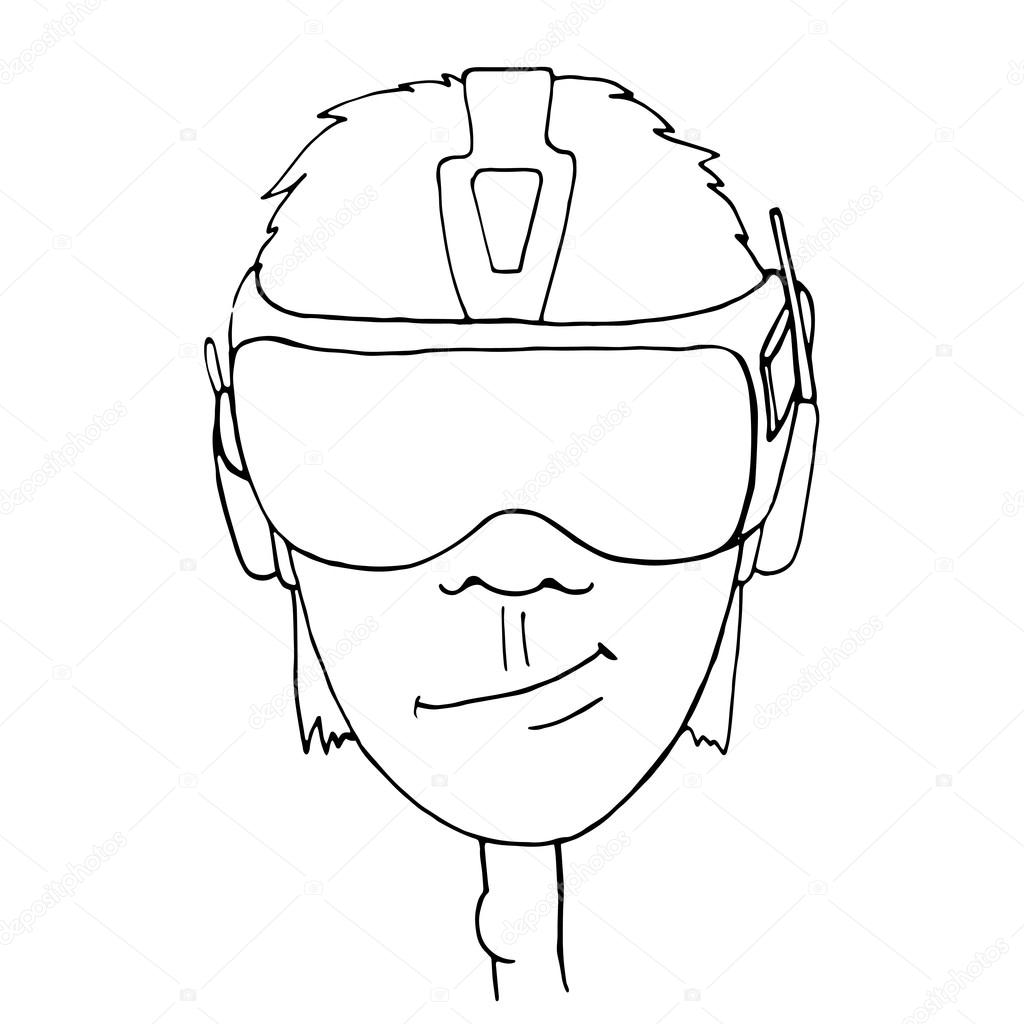 1024x1024 Boy Wearing A Virtual Reality Headset Stock Vector