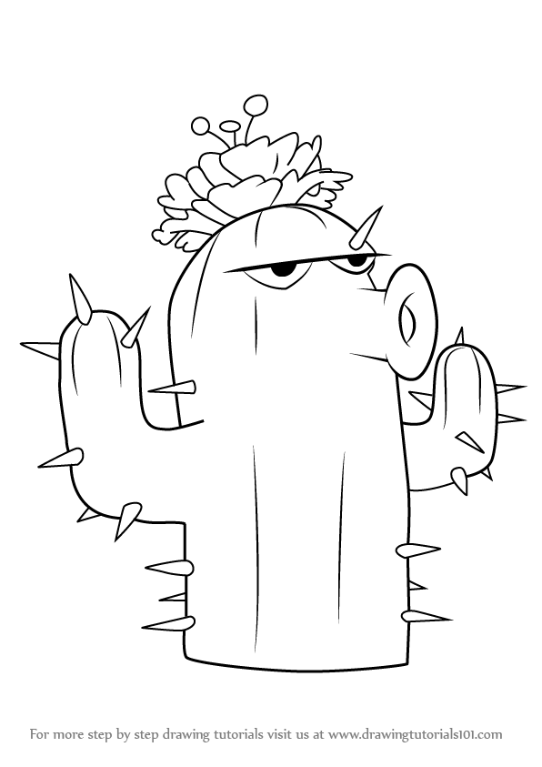 596x843 Learn How To Draw Cactus From Plants Vs. Zombies (Plants Vs