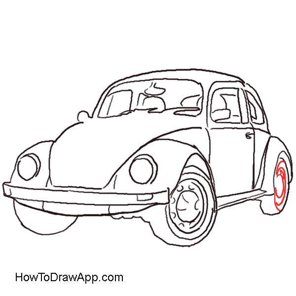 600x600 Vw Bug Drawing Front