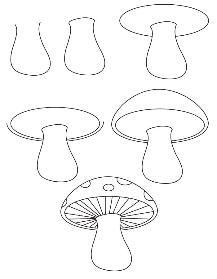 700x900 Steps To Draw A Tree Learn How To Draw A Mushroom With Simple