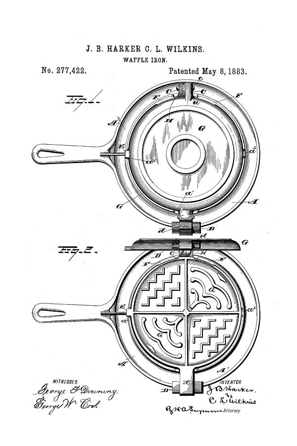 600x900 Waffle Iron 1883 Drawing By Ray Walsh