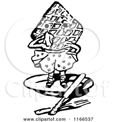 450x470 Clipart Of A Retro Vintage Black And White Waffle Man
