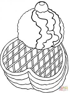 225x300 Ice Cream With Waffles Food Coloring Page