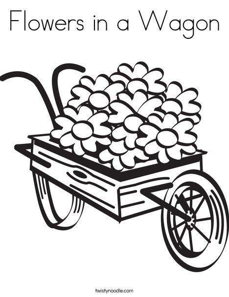 468x605 Flowers In A Wagon Coloring Page