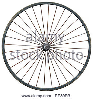 300x320 Vintage Steel Wagon Wheel Against A Brick Wall Stock Photo