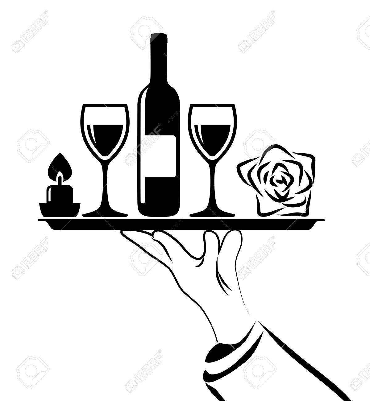 1199x1300 Vector Black And White Drawing Of Catering Icon Of Waiter's Hand